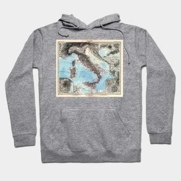 Vintage Map of Italy (1891) Hoodie by Bravuramedia